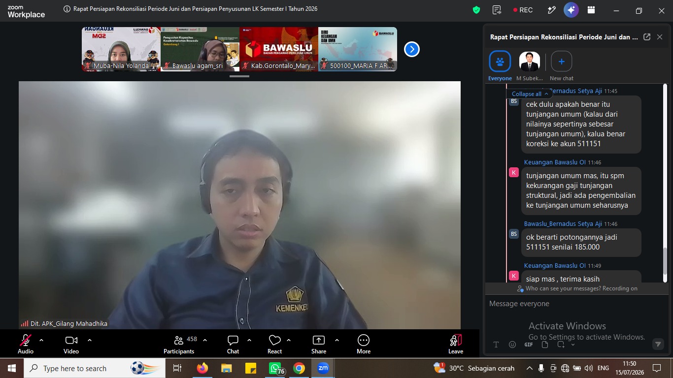 Rapat Penyelesaian Rekonsiliasi Periode Juni dan Persiapan Penyusunan Laporan Keuangan Semester I Tahun 2026