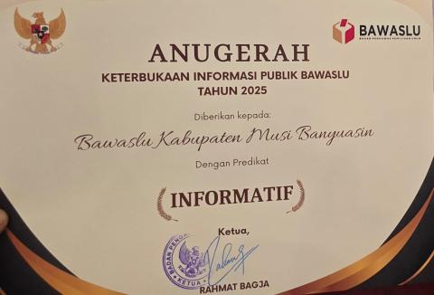Bawaslu Muba terima Anugerah Informatif