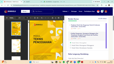 Pelaksanaan Kegiatan Pelatihan di LMS Bawaslu