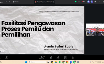 Pelatihan Penguatan Kesekretariatan Bawaslu Kabupaten Musi Banyuasin melalui Zoom Meetings.