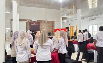 Bawaslu Kabupaten Musi Banyuasin menghadiri undangan KPU Musi Banyuasin terkait Forum Konsultasi Publik di Aula KPU Musi Banyuasin pada Rabu (14/10/2026)